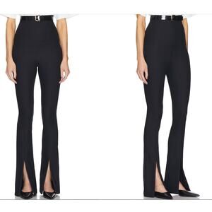HELSA Cigarette Pants Black Stretch High-Rise Split Hem Flare Leg Zip XS X-Small